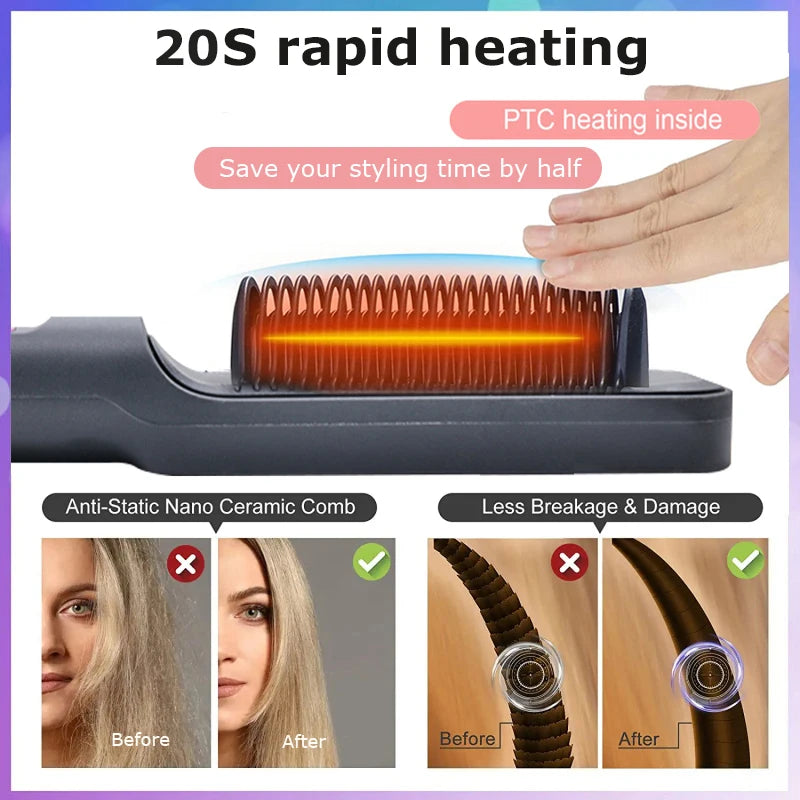 Electric Hair Straightening Comb: Smooth, Fast, and Frizz-Free Hair - silkyvelour