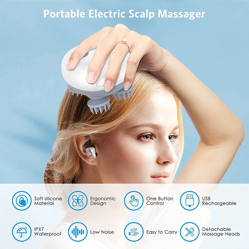 Electric Scalp Massager – Deep Cleaning and Relaxation - silkyvelour