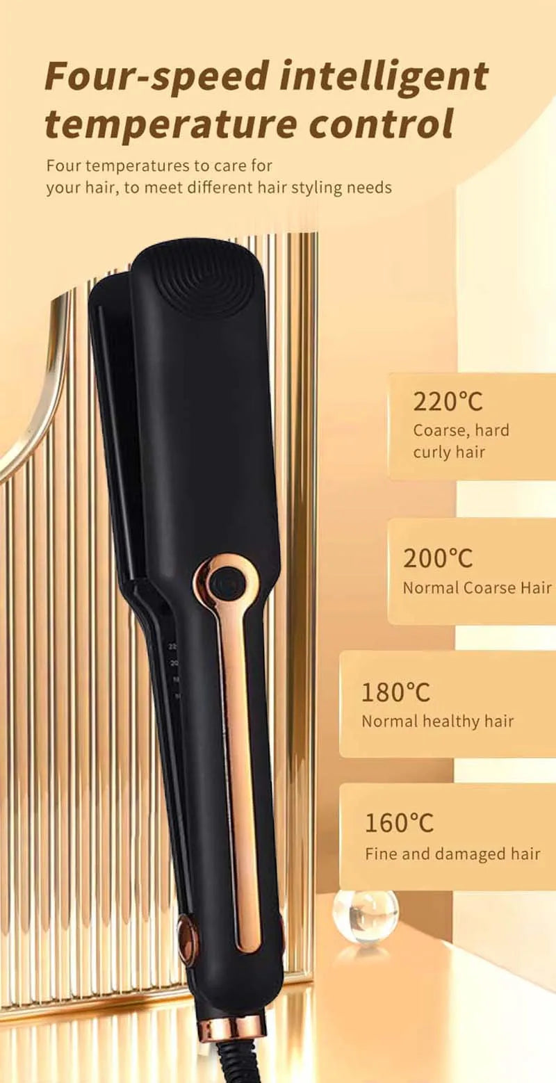 Hair Straightener Professional Ceramic Flat Iron Negative Ion Wide Plate Temperature Adjustable Straightening Iron