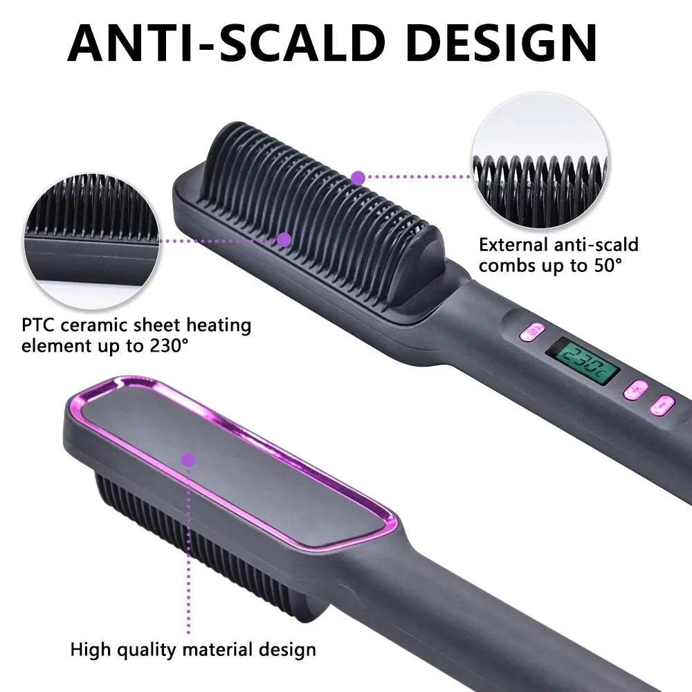 Electric Hair Straightening Comb: Smooth, Fast, and Frizz-Free Hair - silkyvelour