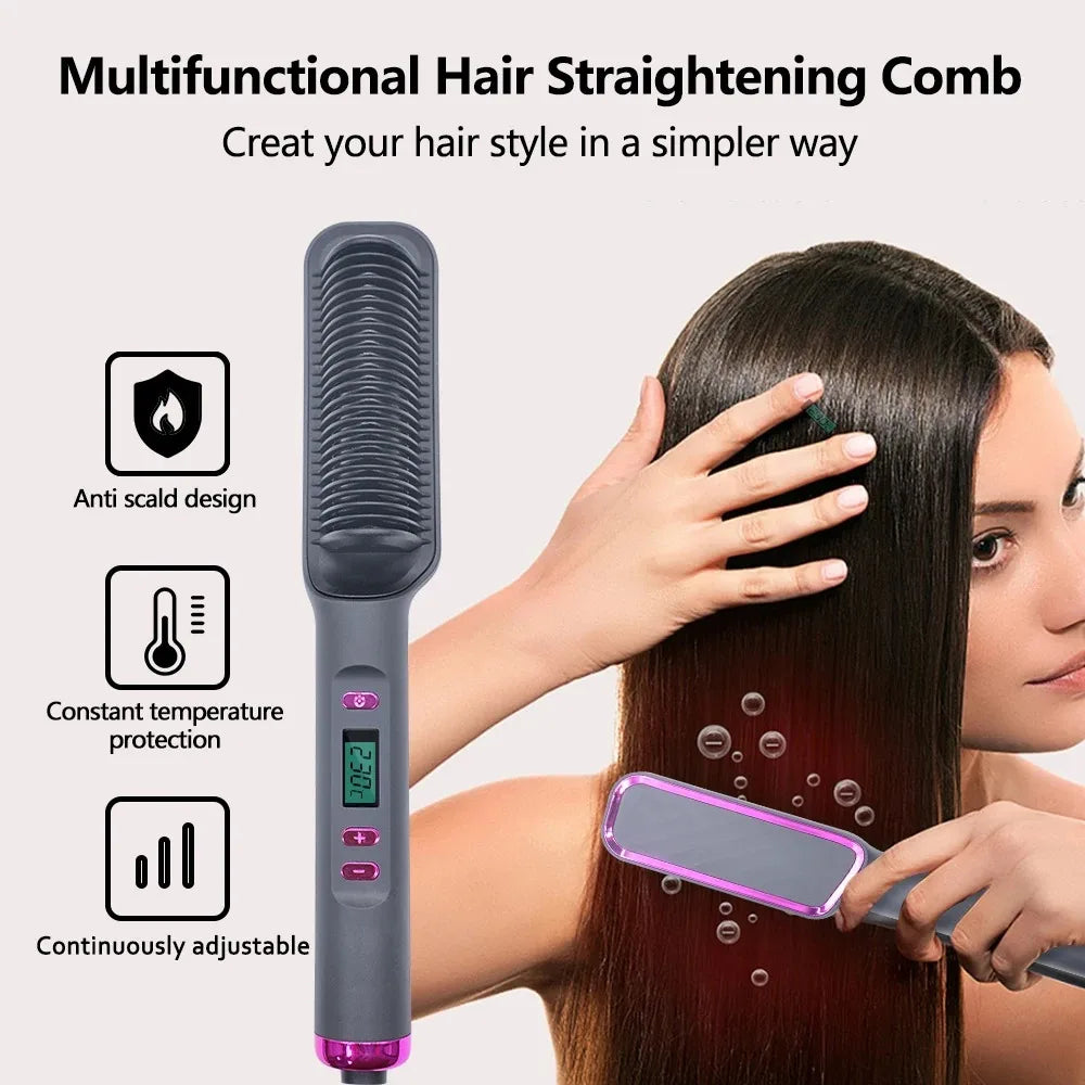 Electric Hair Straightening Comb: Smooth, Fast, and Frizz-Free Hair - silkyvelour