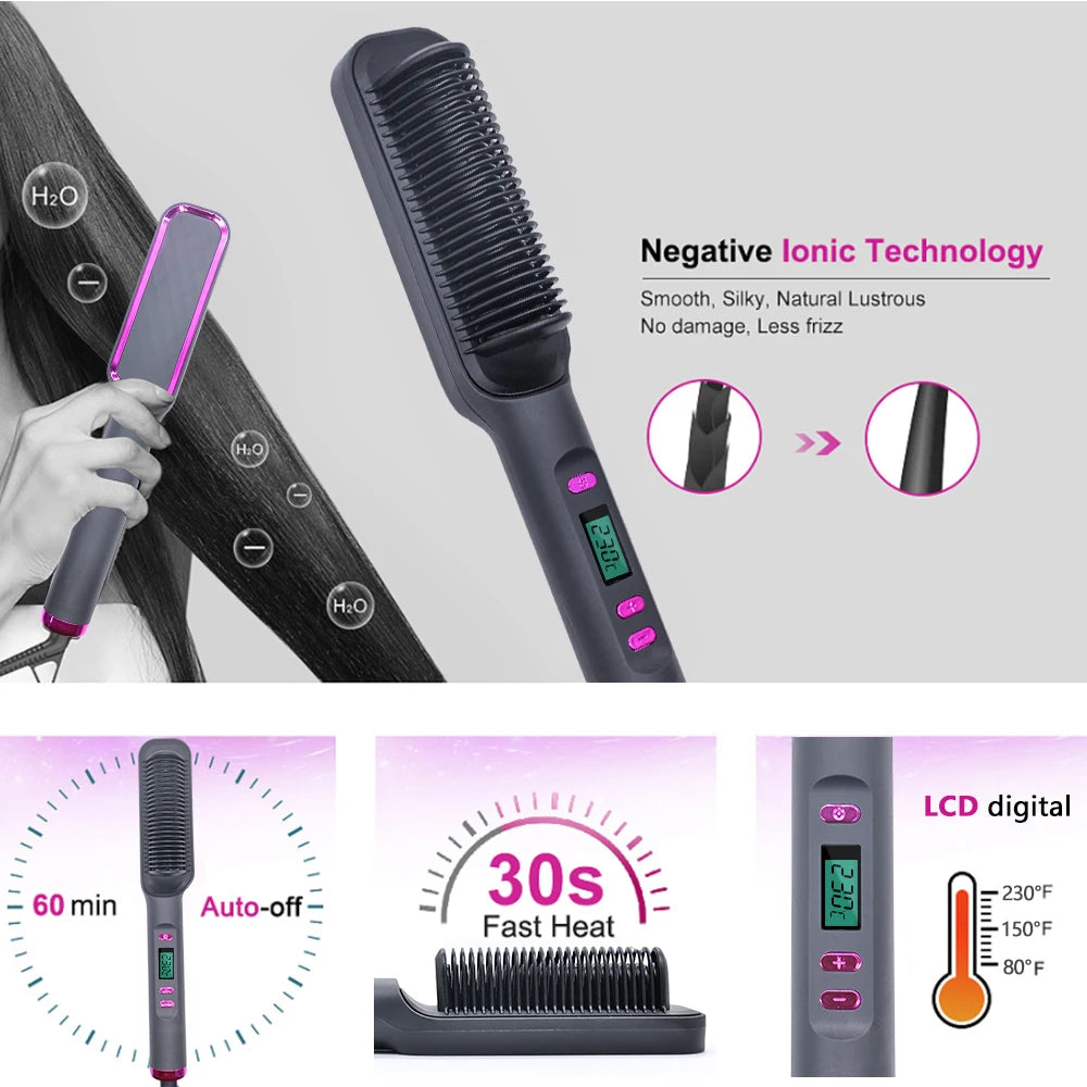 Electric Hair Straightening Comb: Smooth, Fast, and Frizz-Free Hair - silkyvelour