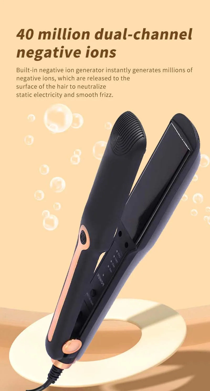 Hair Straightener Professional Ceramic Flat Iron Negative Ion Wide Plate Temperature Adjustable Straightening Iron